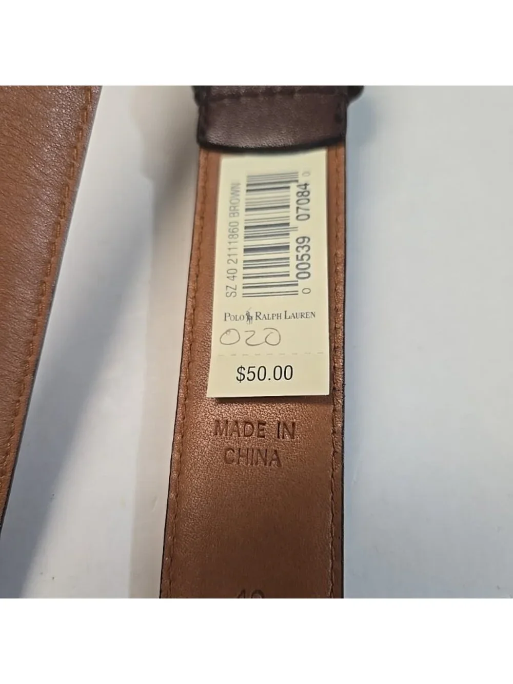 NWT Polo Ralph Lauren Brown Leather Belt Mens Genuine Leather Brass Buckle
